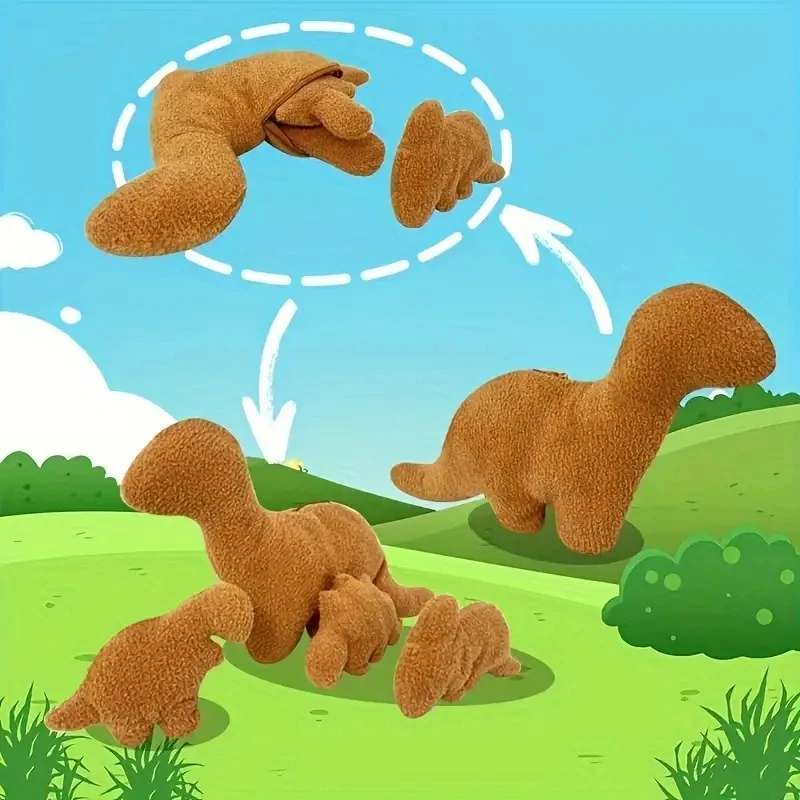 Plush Toy 4-Piece Dinosaur & Chicken Nugget Plush Set for Children