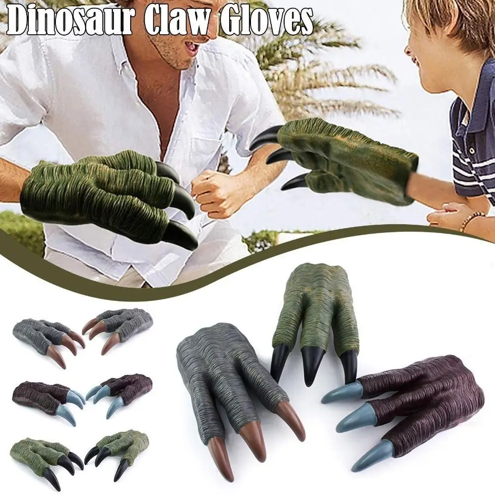 【The-Best】 Simulation Dinosaur Claws Dinosaur Soft Claw Gloves Zombie Costume Dragon Hands Claw Halloween Werewolf Hands Rubber Soft
