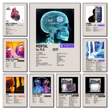 Vintage French Rap Pop Music Album Poster Retro Laylow nekfonu Pnl Plk Hip Hop Rock Canvas Print Picture Wall Art Home Room Decor 1