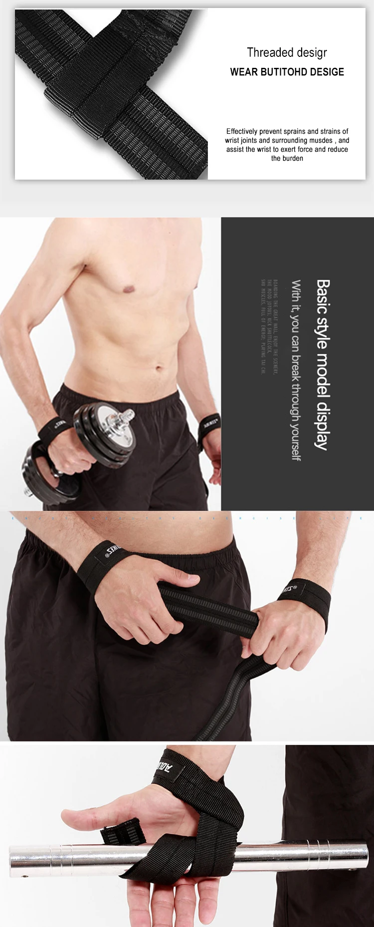 Description Picture 6 of itemWeight Lifting Wristband Power Belt Grip Belt Fitness Tension Belt Horizontal Bar Dumbbell Pressure Anti Slip Borrowing Belt