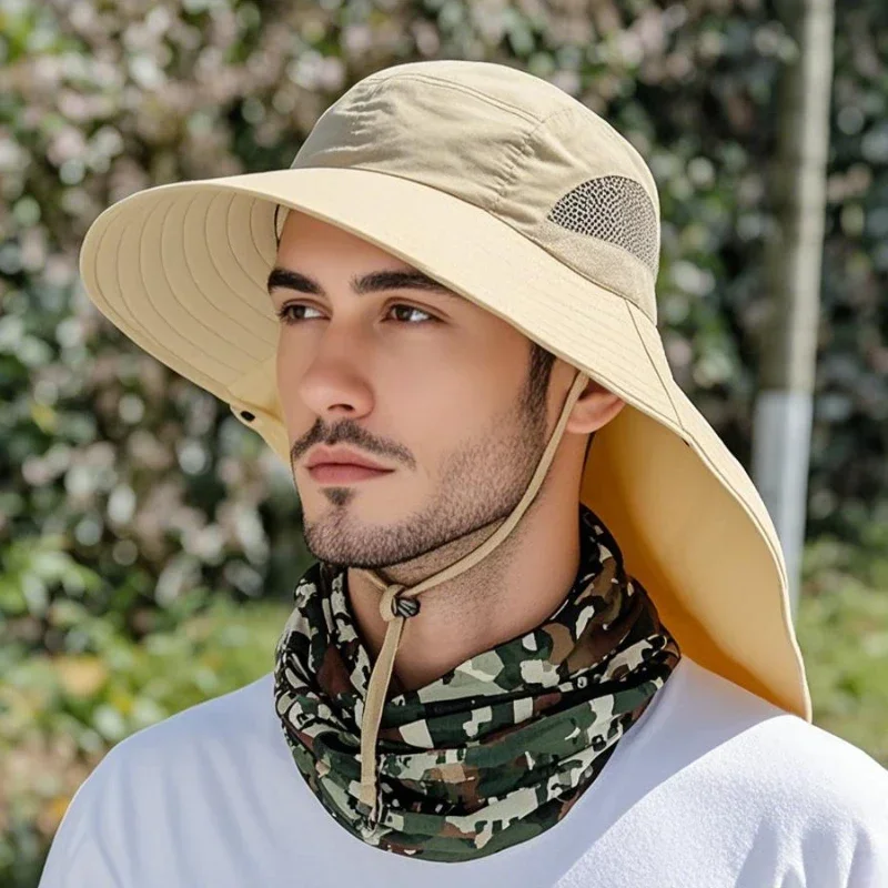 1/2/4PCS Sun Protection Bucket Hat for Men Wide Brim Fishing Cap with Neck Shade Face Flap Lightweight Summer Hiking Camping