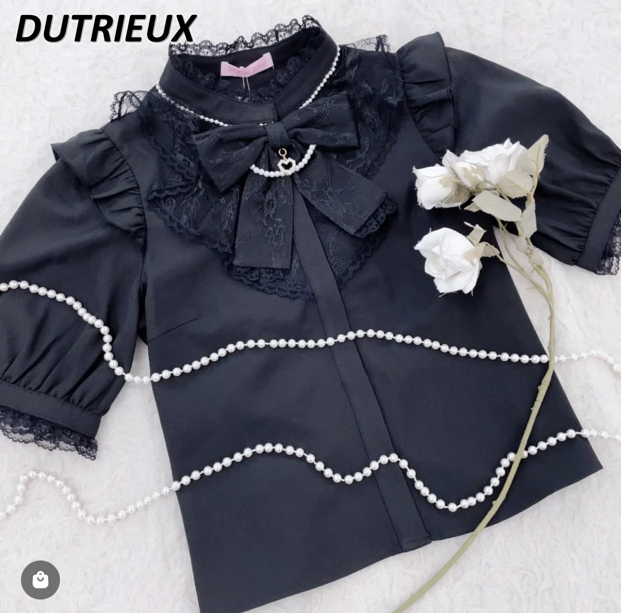 2024 New Spring Summer Women's Tops Japanese Style Fashion Solid Color Casual Blouse Female Simple Short Sleeve Shirt for Lady