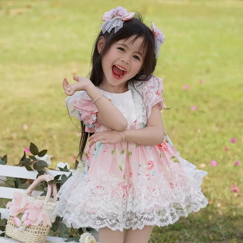 

Baby Clothes Spanish Retro Princess Ball Gown Lace Print Puff Sleeve Design Birthday Party Easter Eid Girls Lolita Dresses A2549