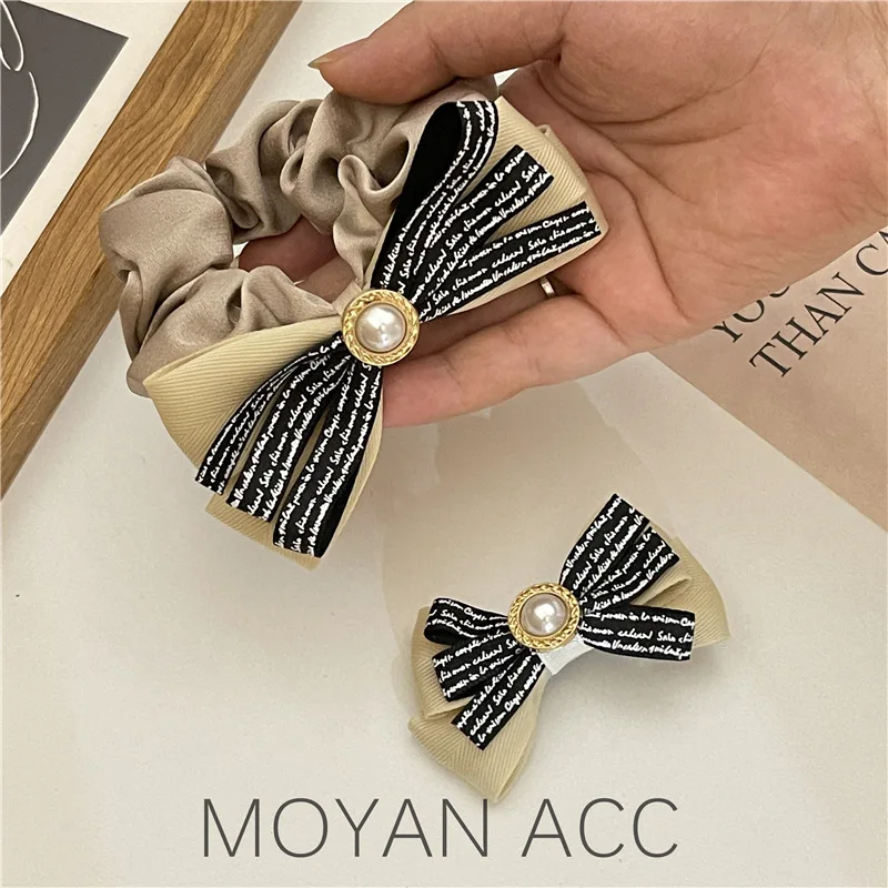 Bowknot Hair Ring Large Intestine Ring Temperament Wild Hair Rope Female Simple Hair Clip Hair-Binding Rubber Headband Head Rope 100pcs mushroom hole binding ring discbound notebook discs plastic ring scrapbooking planner binder accessories office supplies