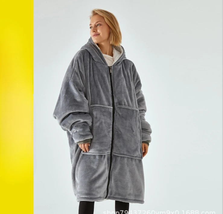 Lazy Blanket Hooded Zipper Huggle Thickened Lazy Clothes TV Blanket Lazy Clothes Tv Blanket Pajamas Sweatshirt 2