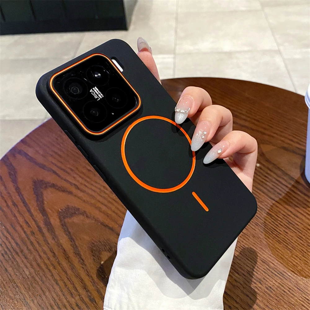 Luxury Matte Magnetic Phone Case with Wireless Charging and Shockproof Camera Bumper Cover