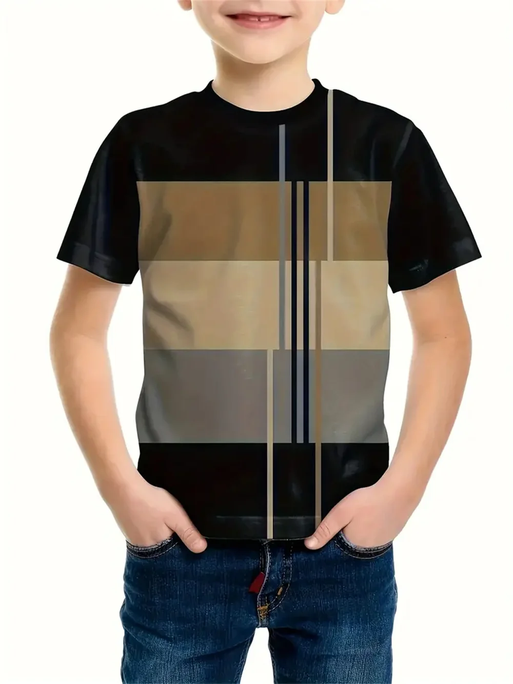 Striped Simplicity 3d Print Tee Shirt Kids Boys Clothes Short Sleeve Casual Children's Clothing Fashion T Shirt For Boys 2