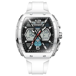 LIGE Men's Digital Military Waterproof LED Sport Watch (Silver white)