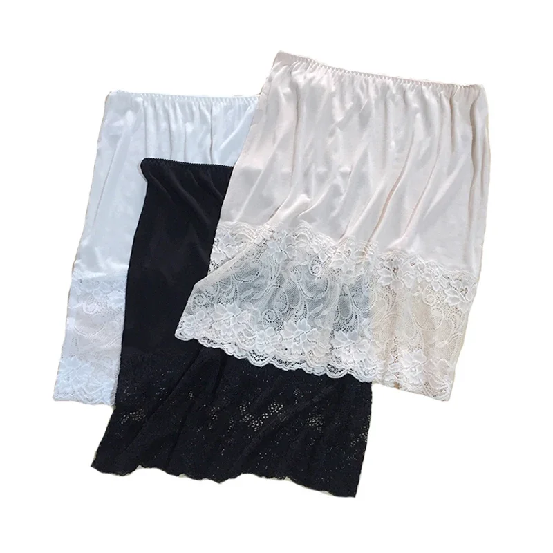 Natural silk Half Slips Natural Silk women Lace slips solid nude white black basic style slip dress Anti emptied new underwear