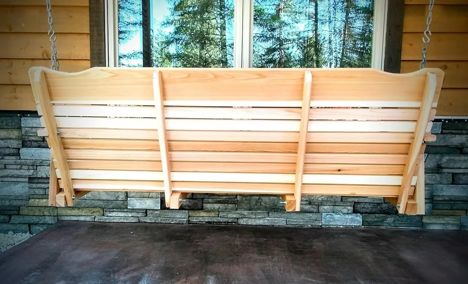 5' Natural Cedar Porch Swing, Amish Crafted, includes Chain & Springs 4