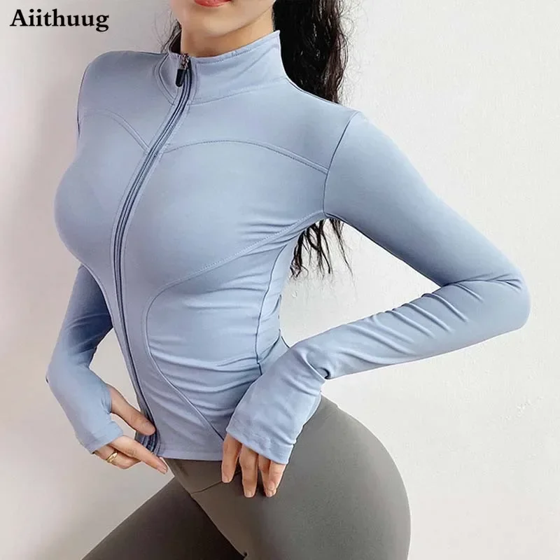 Slim Fit Lightweight Jackets Women's Full Zip-up Yoga Sports Running Jacket with Thumb Holes for Workout sports jacket women sports jacket