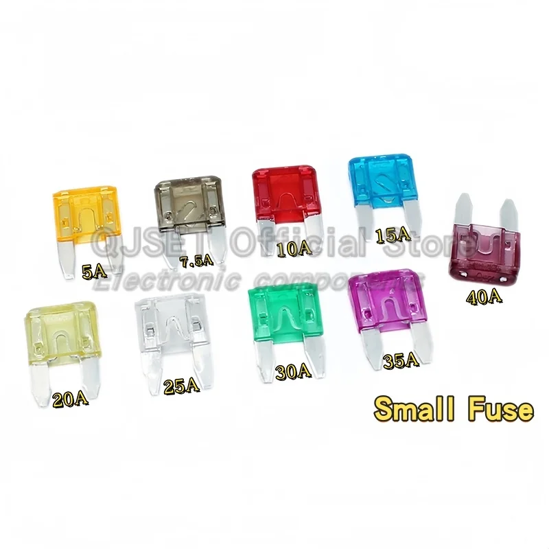 Assorted Miniature Medium-Small Amp Fuses Set - 10 pcs, 5A to 50A Range