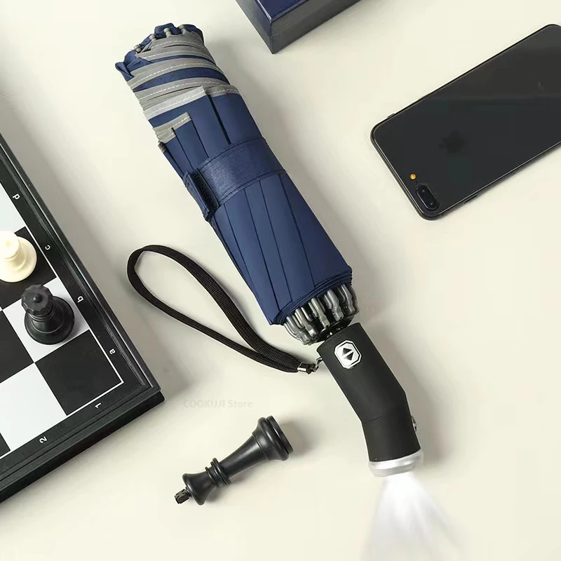 Xiaomi Automatic Umbrella Reflective Stripe Reverse Led Light Umbrella Three Folding Inverted 10 Ribs Windproof Umbrellas