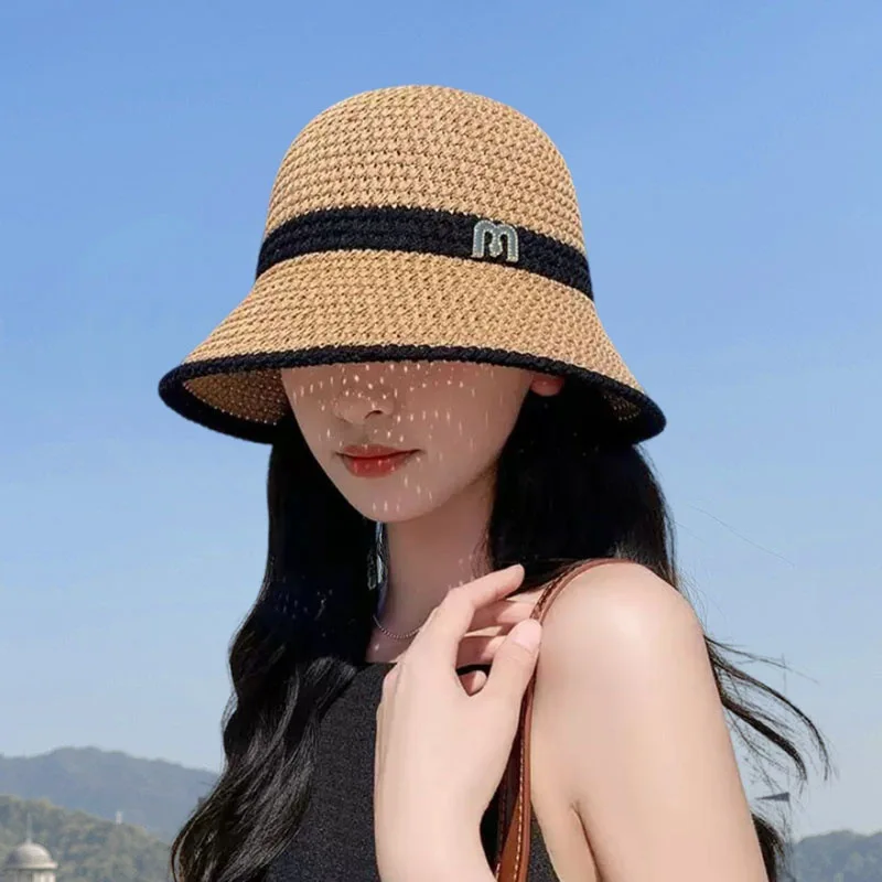 

Panama Hat Women Summer Sun Protection Brim Cap Accessory For Beach Fishing Climbing Holiday Sports