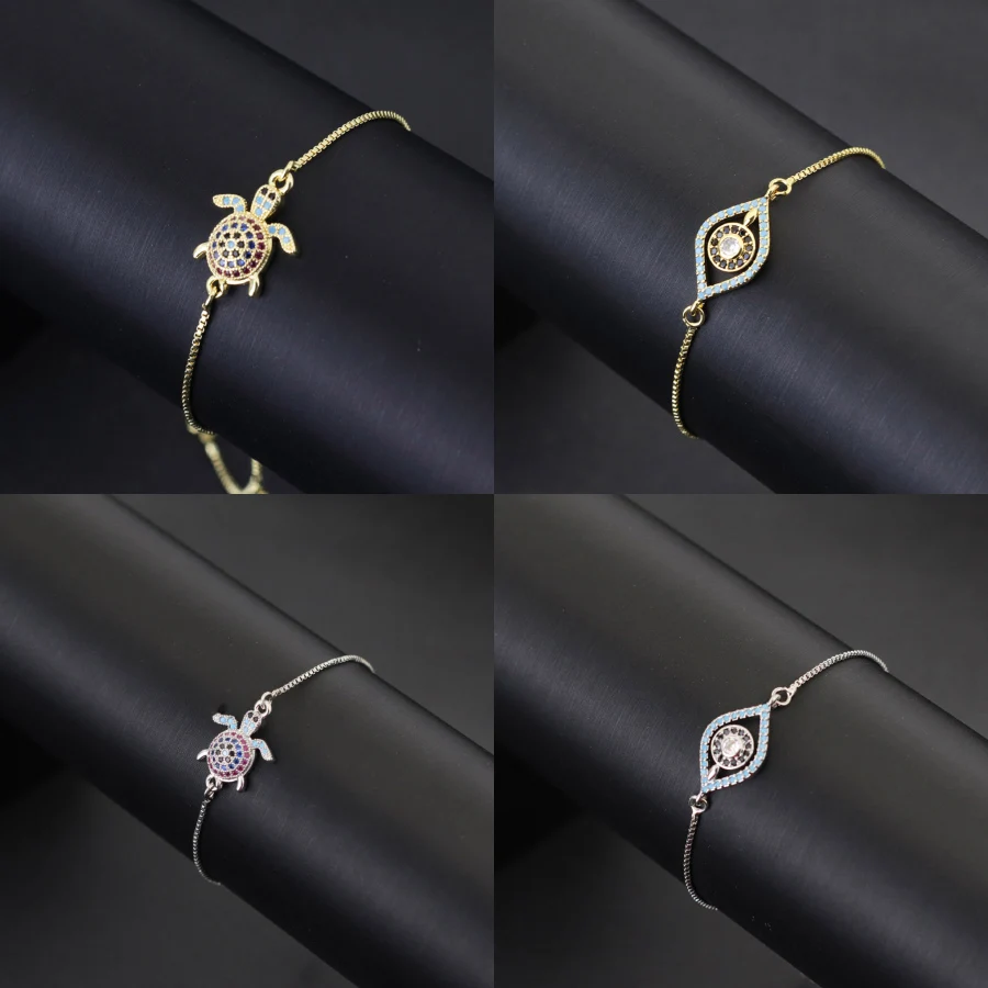 Adjustable Chain Bracelet for Women with Evil Eyes and Butterfly