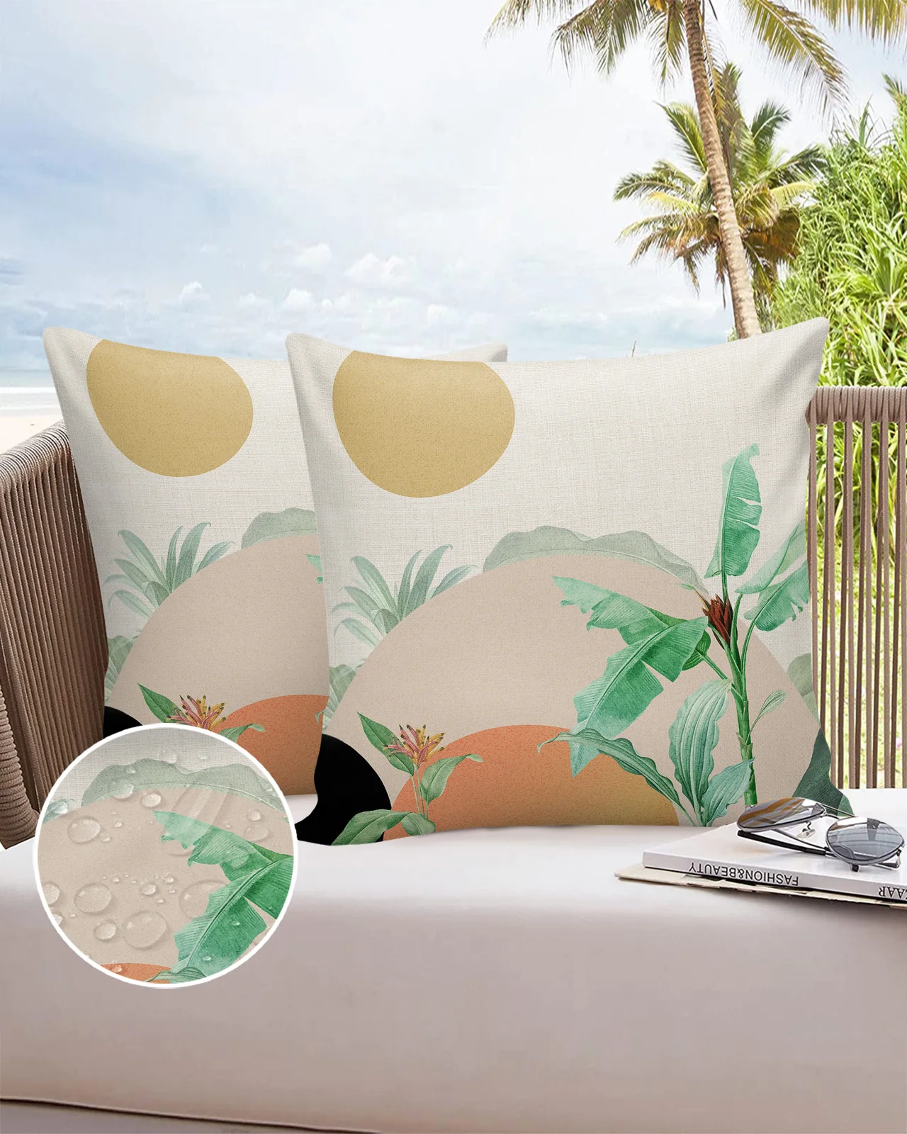 

2/4PCS Bohemian Abstract Wind Leaves Waterproof Cushion Cover For Home Decoration 40/45/50/60/66cm Pillowcase