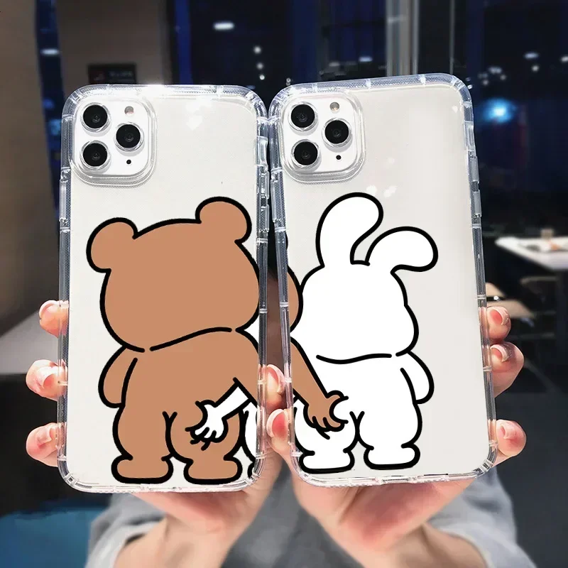 Funny Bunny Bear Lovers Couple Phone Case For Iphone 11 12