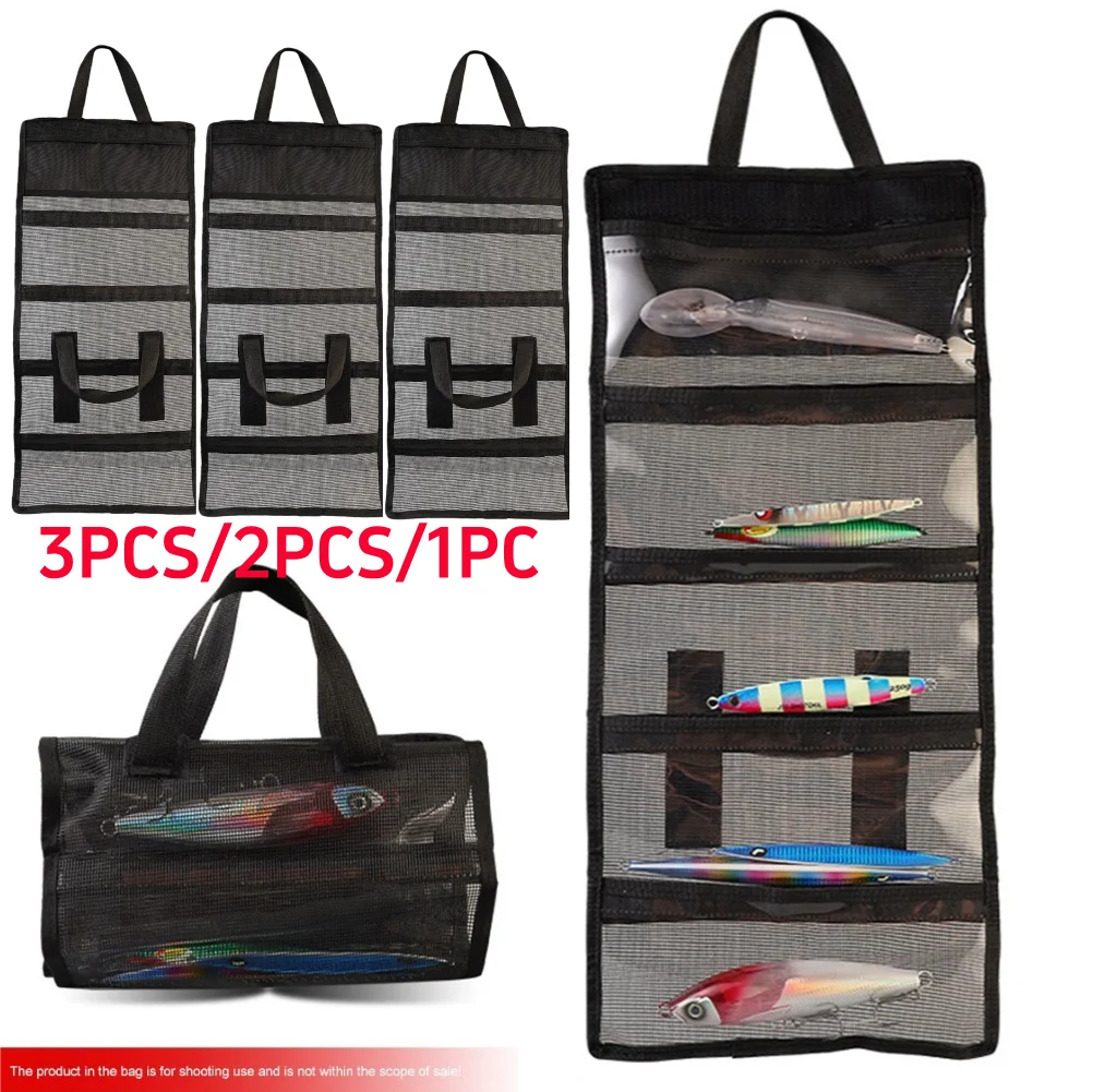 Portable Fishing Lure Bags Dirt Resistant Mesh Folding Bait Lure Hook Handbag Breathable Wear-resistant Fishing Gear Accessories