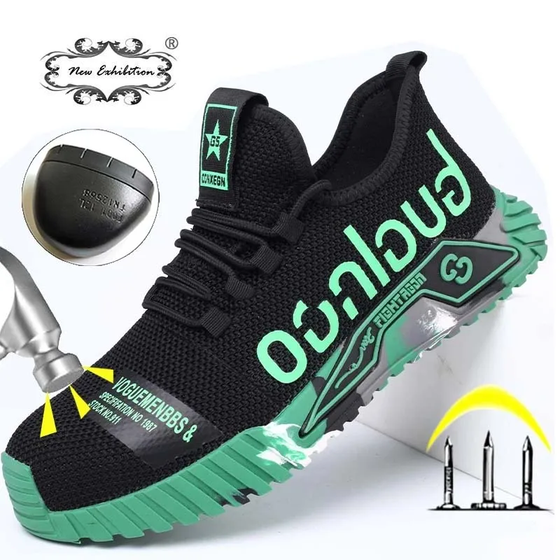 

New exhibition Men's Safety Shoes Fashion Steel Toe Work Shoes Indestructible Puncture Proof Sneakers Male Flats Men Work Boots