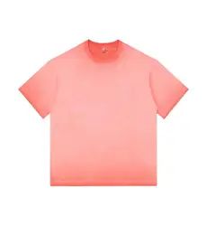 Vintage Gradient Short - Sleeve Unisex Casual Loose - Fit Cotton Tee - S (Orange)