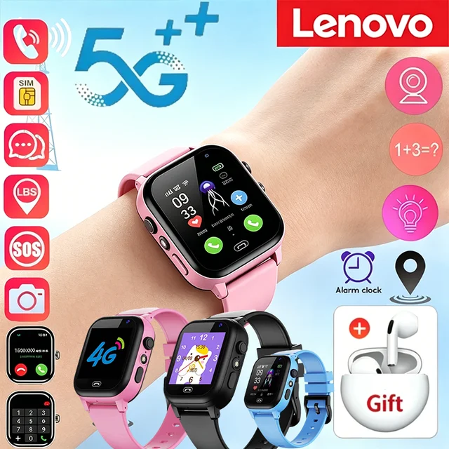 Montre connectée pour enfants, 5G, GPS, localisation, appel vidéo, carte Sim, SOS, caméra pour enfants, mise à niveau étanche, pour garçons et filles, ajouter un écouteurs, 2025 1