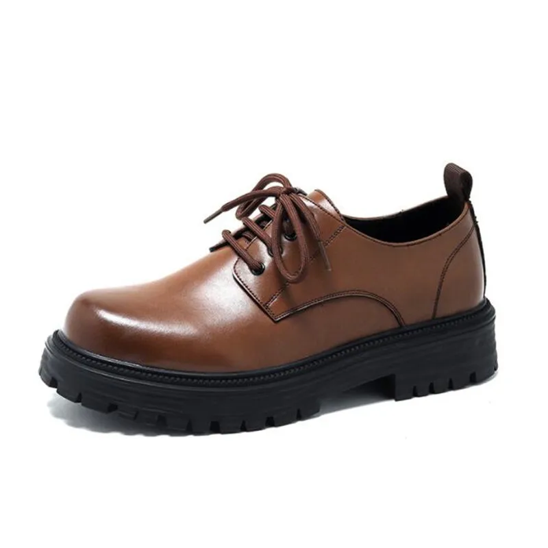 

Мужские Винтажные кожаные туфли, Уличная обувь на толстой подошве, повседневные брендовые оксфорды, модные классические туфли в британском стиле