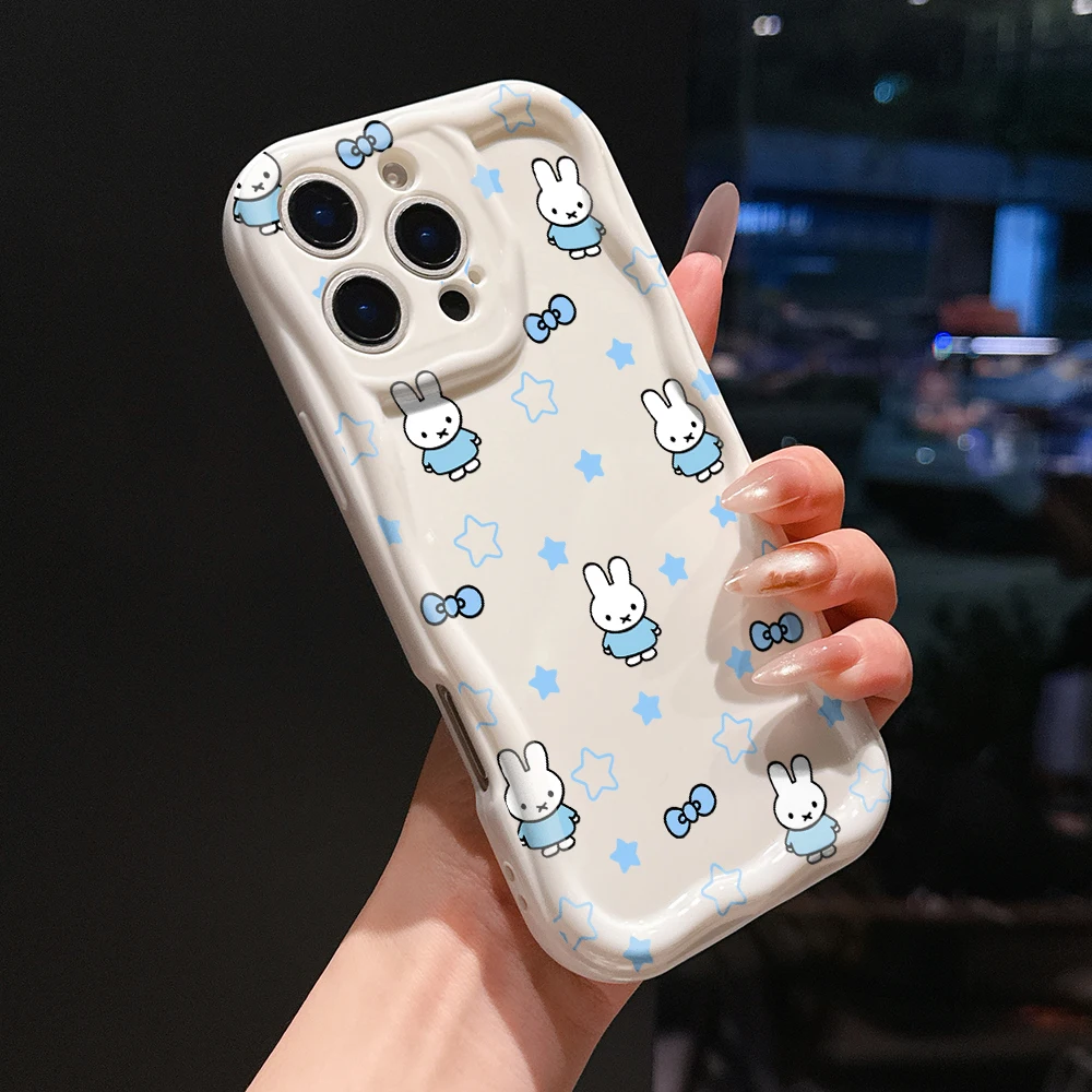 Adorable Cartoon Rabbit 3D Wave Phone Case Cover