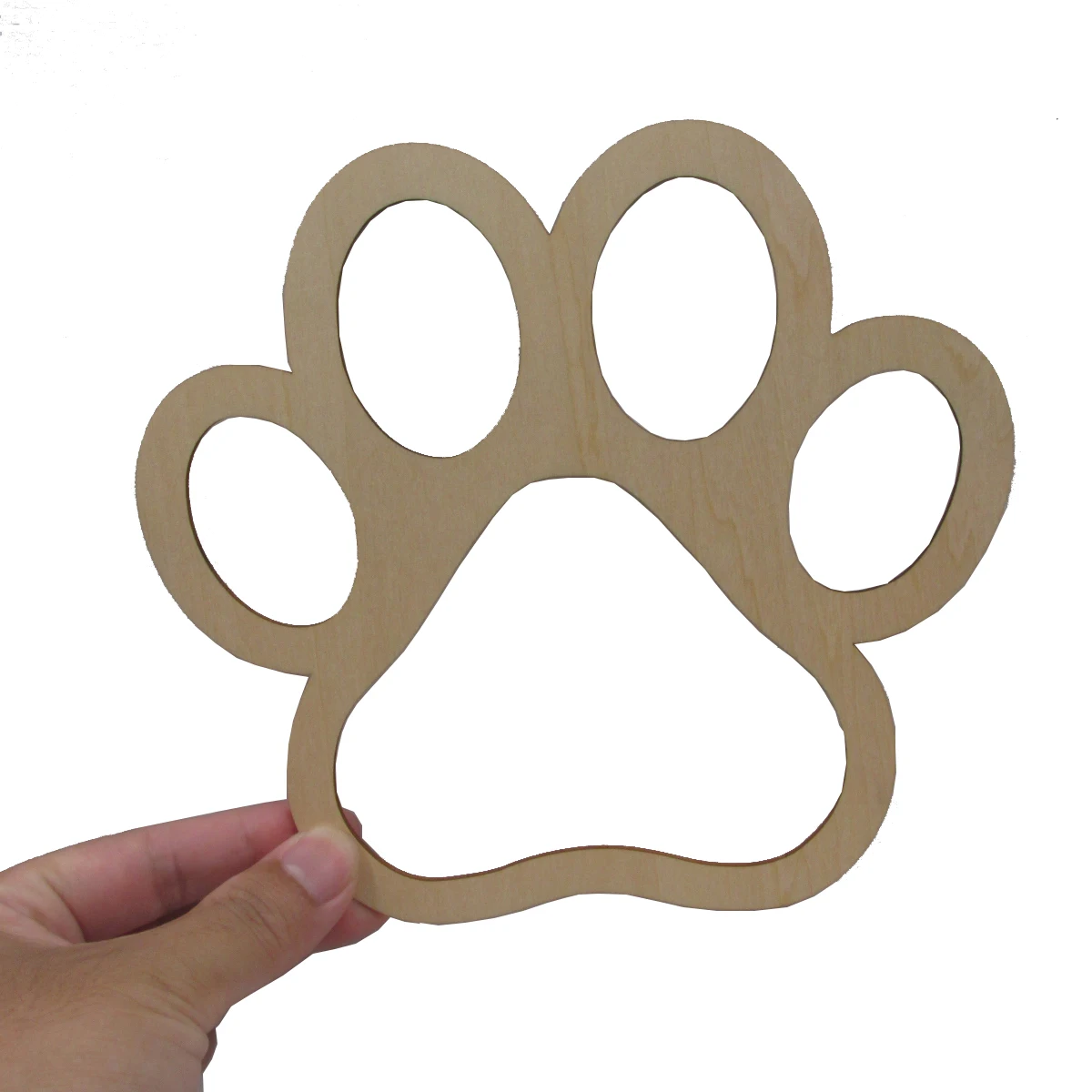 Ritaglio di zampa di cane / gatto in legno non finito, fai da te