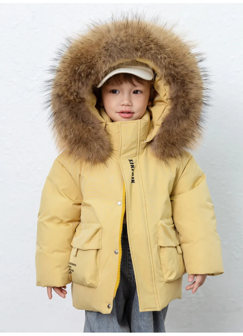 OLEKID 2025, Winter-Daunenjacke für Babys, mit Kapuze, dick, warm, Daunenjacke für Jungen, 2–8 Jahre, Kinder, Kleinkind, Junge, Parka, Oberbekleidung, Mantel – Detail 10