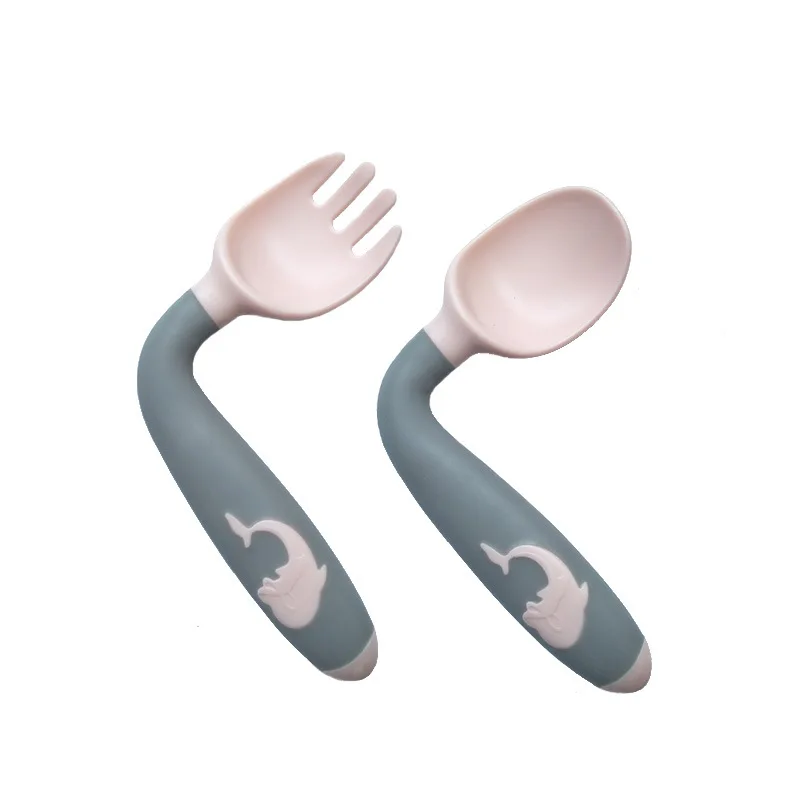 Bendable Silicone Spoon for Baby Utensils Set Auxiliary Food Toddler Learn To Eat Training Soft Fork Infant Children Tableware