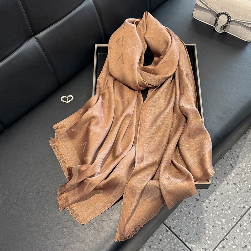 Elegant Ladies Print Hijab Tencel cotton long scarf With Four Seasons Sun Protection Silk Scarf Decoration Shawl Wrap Headscarf