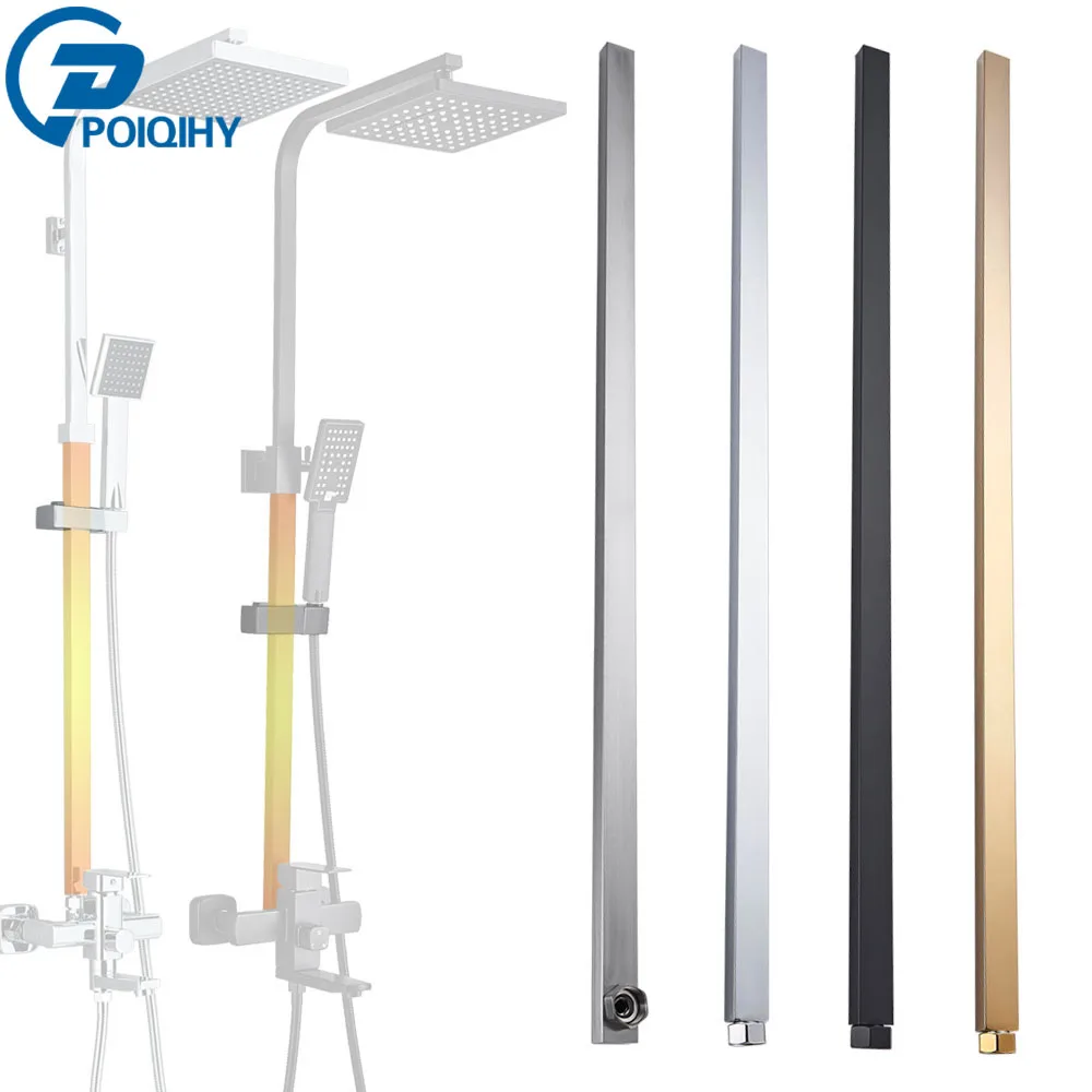 Shower Pipe Extension Square For Shower Faucet Chrome/Matte Black 40-90cm Tube-Bar