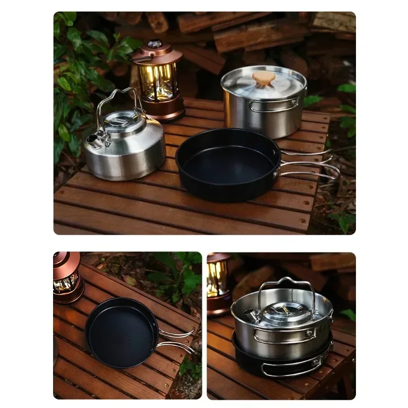 4pcsOutdoor Stainless Steel Pot Set 6