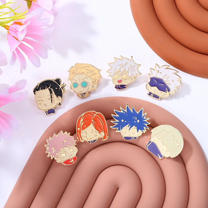 Enamel Pins Jujutsu Kaisen Chibi Gojo Satoru Itadori Yuji Custom Brooches Lapel Badges Cartoon Funny Jewelry Gift for Friends