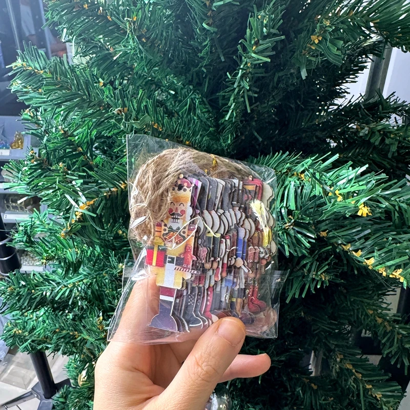 20Pcs Nutcracker Soldier Wooden Pendant Christmas Tree Hanging Ornaments Decoration for Home Navidad 2026 New Year Kids Gift