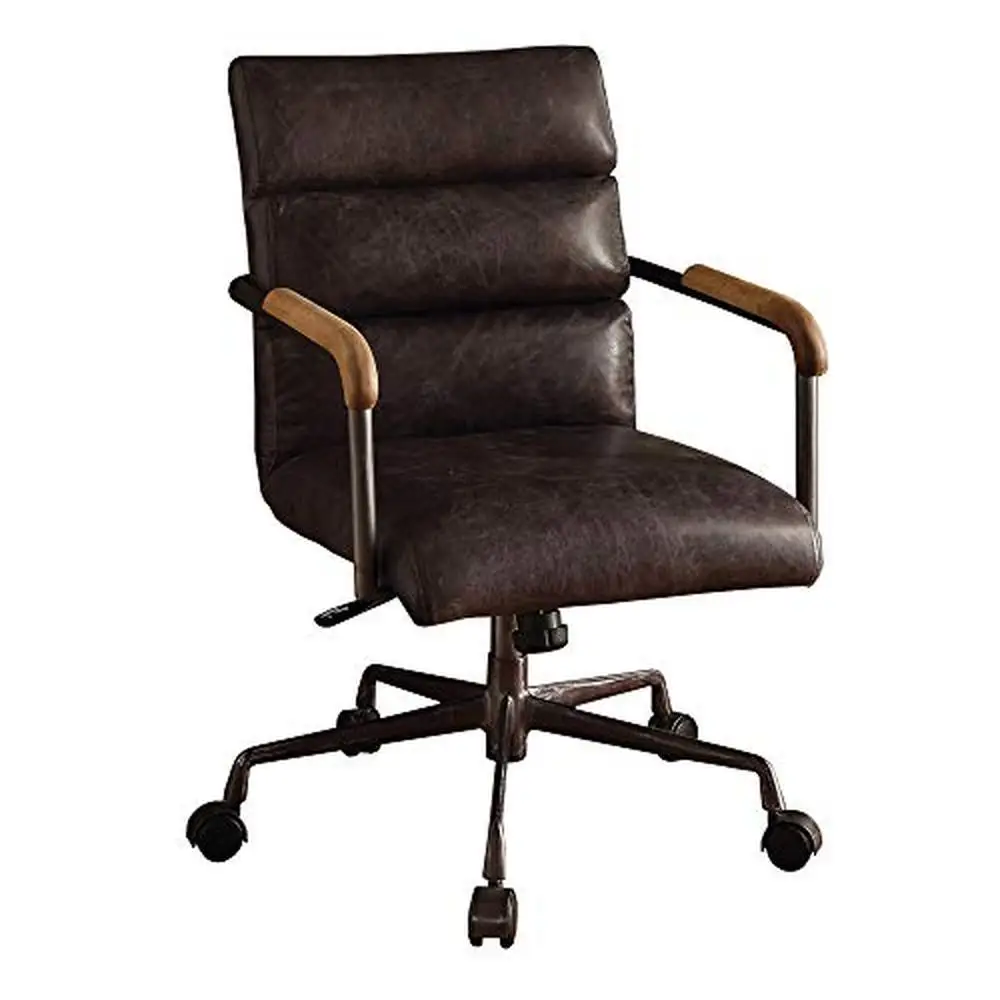 

Metal Leather Upholstered Office Chair Padded Backrest Armrest 22x26x38