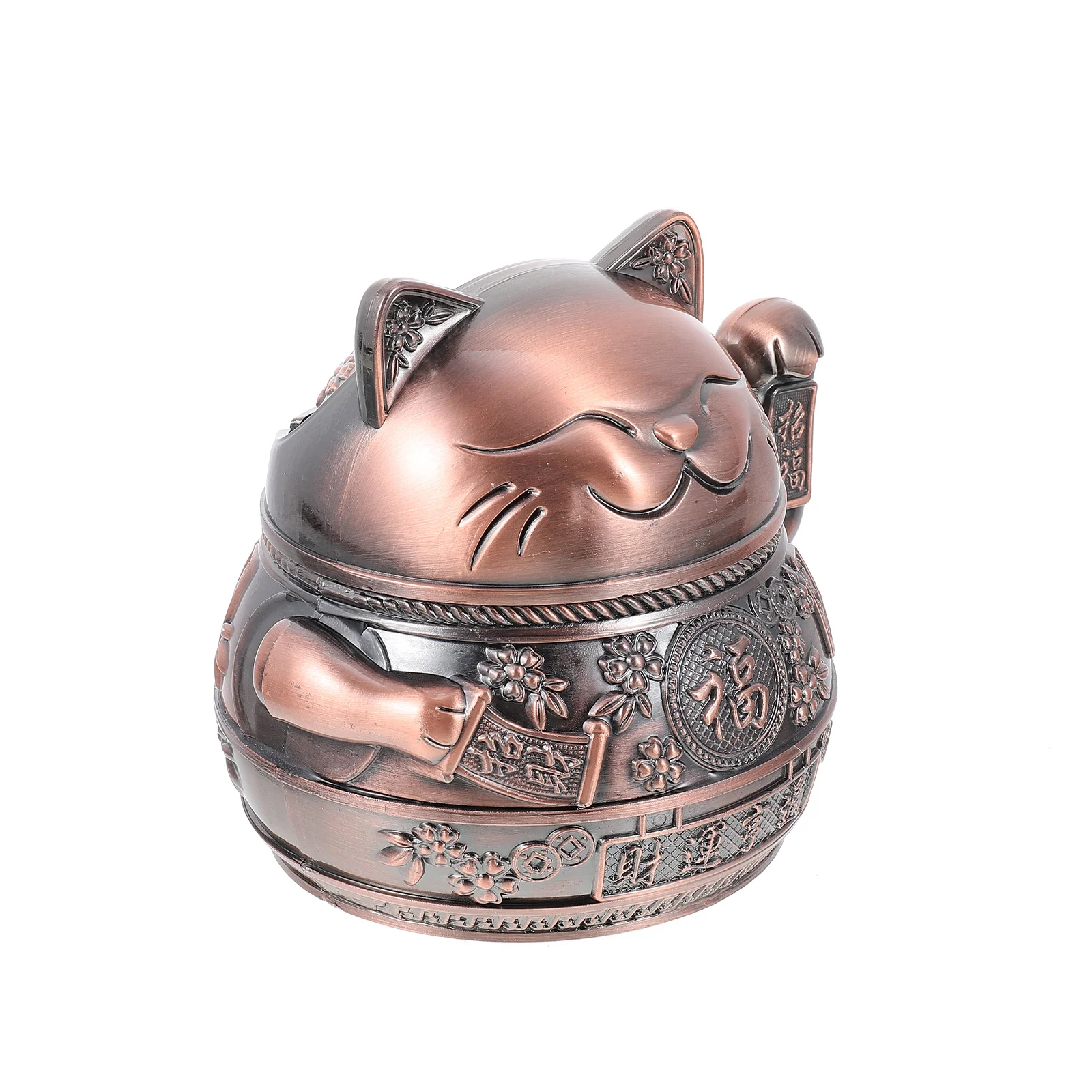 

Cat Design Ashtray Zinc Alloy Ashtray Portable Metal Ashtray Anti-fly Cigarette Holder Retro Lucky Cat Home Desk Decoration