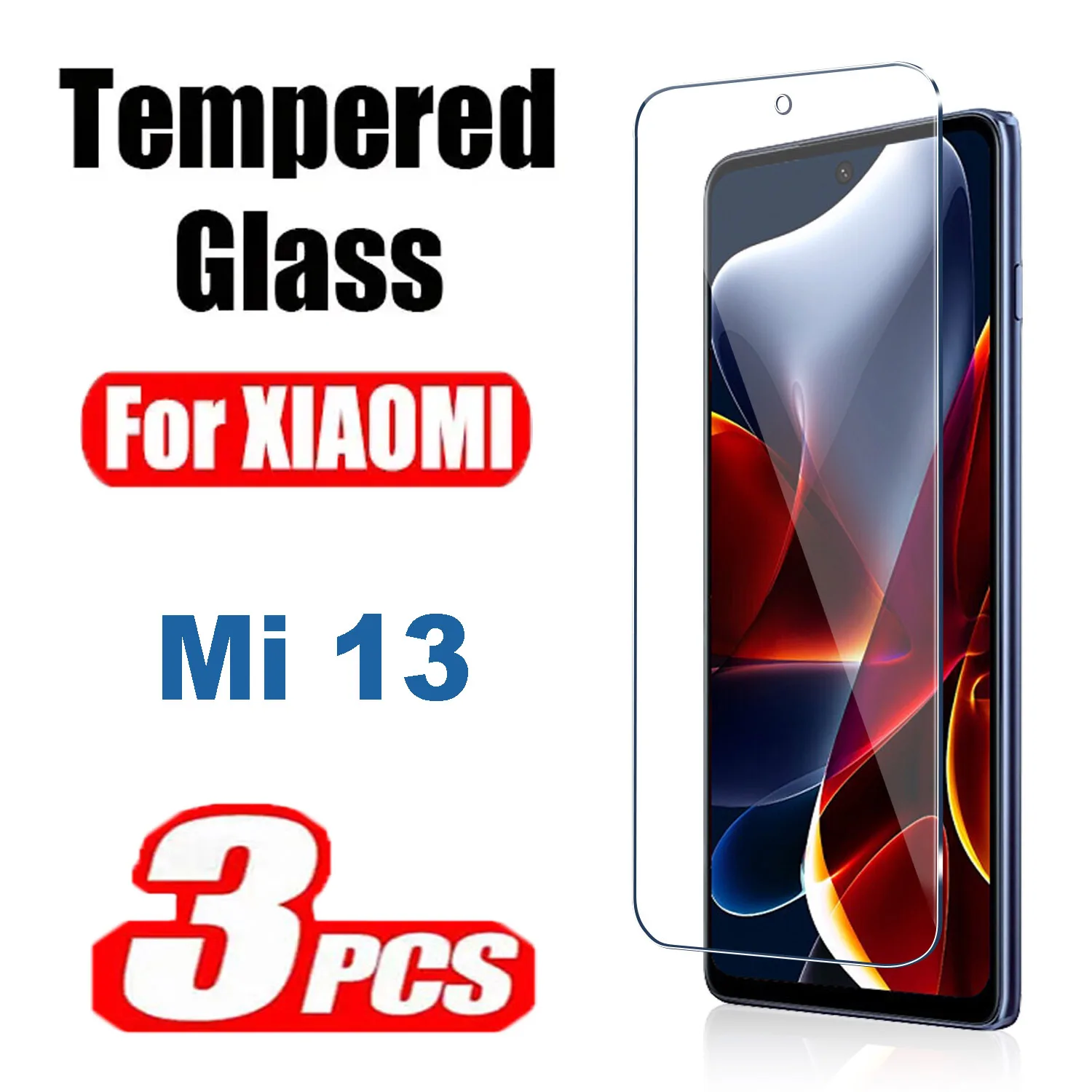 

3PCS 9H HD Protective Tempered Glass for Xiaomi Mi 13 Screen Protectors Glass Films
