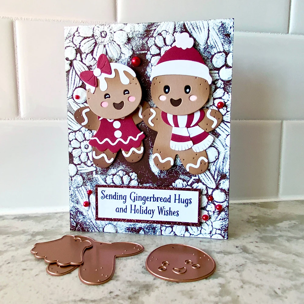 Christmas Cutting Dies and Stamps Gingerbread Man Snowman Gift Box Clear Stamps for DIY Scrapbooking Paper Cards Crafting