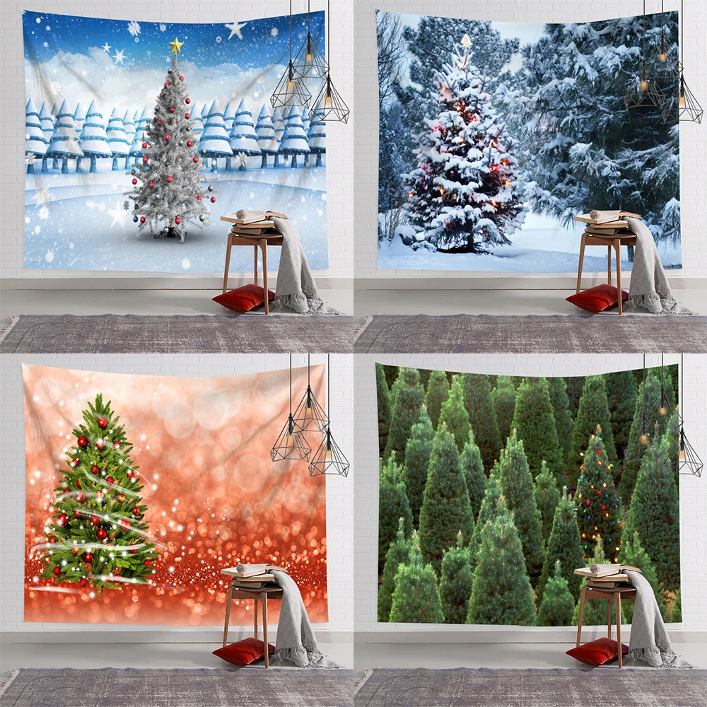 

Christmas Decoration Tree Cartoon Cute Room Mural Beautiful Home Tapestry Wall Hanging