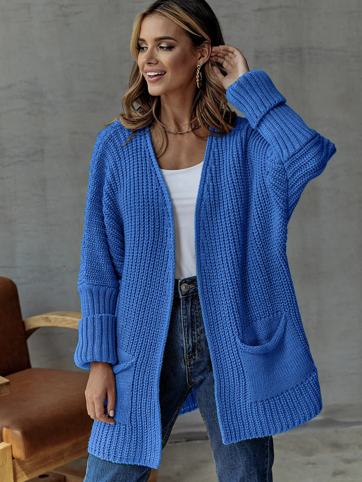 Green Cardigan Knit Sweater Women Spring Autumn Winter Sweater Heart Pocket  Knitted Loose Maxi Coat Long Jacket Jumpers - AliExpress