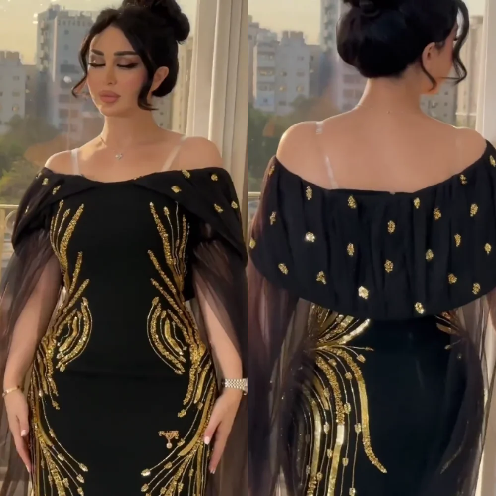 

Exquisite High Quality Sparkle Jersey Rhinestone Prom Sheath Off-the-shoulder Bespoke Occasion Gown Midi Dresses