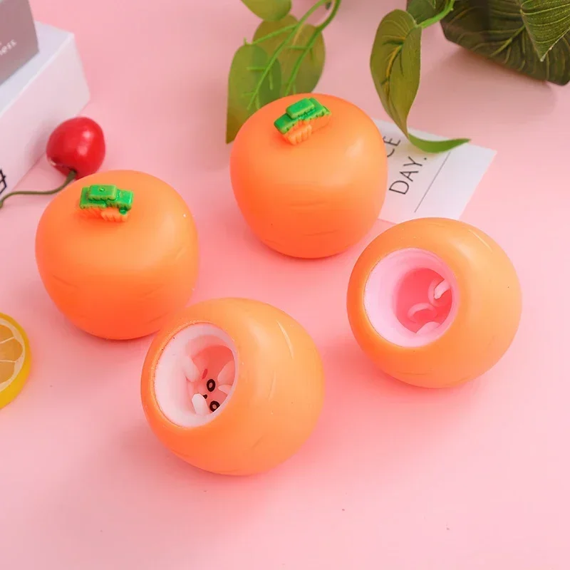 Funny Carrot Rabbit Cup Squeeze Toys Stress-relieving Bunny Pinch Fun Stress Ball Vent Squirrel Cup Prank Toy Fidget Toys Gifts 4