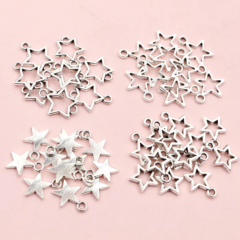100 pièces petite étoile pendentif à breloques Antique couleur argent alliage métal bijoux à bricoler soi-même faisant des accessoires pour boucles d'oreilles Bracelet collier