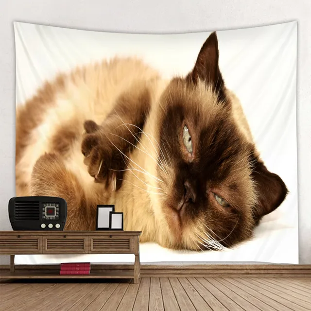 Feelyou Tapeçaria de gato de desenho animado com estampa de gatos Tapeçaria  de parede de gatinho fofo tapeçaria de parede padrão de gatos de estimação  arte de parede para crianças meninos meninas