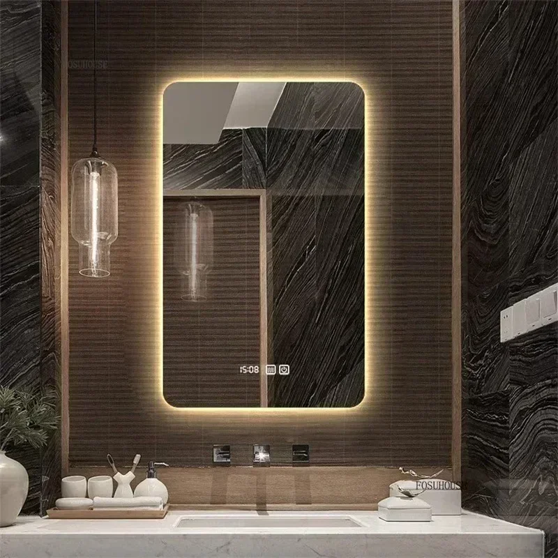 โมเดิร์นสมาร์ท Bath กระจก Light ห้องน้ํา Washstand ติดผนัง Defogging แต่งหน้ากระจกหรูหรา Dressing กระจก P 1