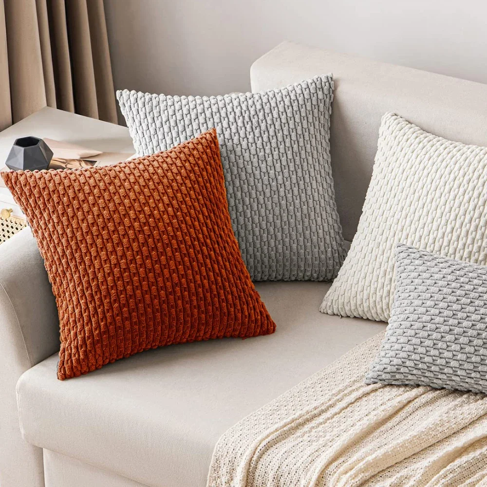 

1PC Corduroy Cushion Cover White Green Solid Color Pillowcase Corduroy Covers Modern Pillow Home Decor for Sofa Living Room