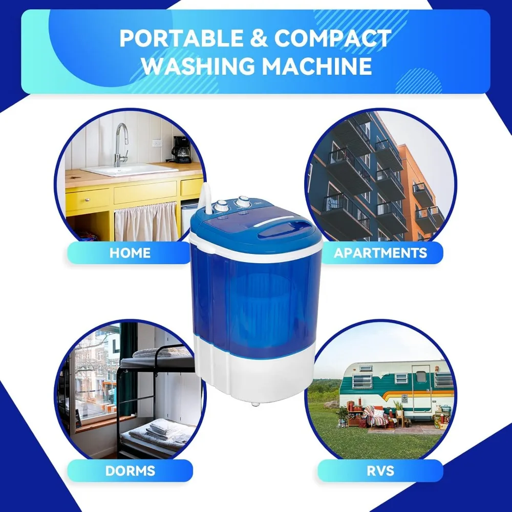 Portable Washing Machine 5.7 Lbs Washing Capacity Semi-Automatic Compact Washer Spinner Small Cloth Washer Laundry 4
