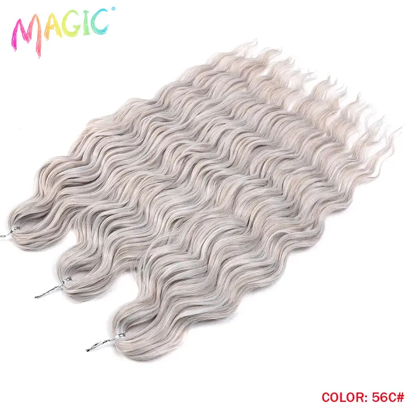 Anna Synthetic Hair 24 Inch Water Wave Braiding Hair Extensions Ombre Blonde Deep Wave Afro Curl Twist Crochet Hair for Women - Image 83