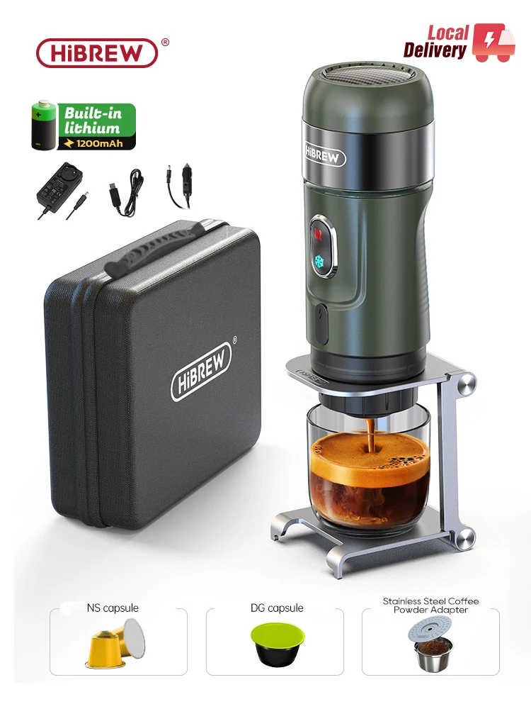 HiBREW Wireless Electric Portable Espresso Coffee Machine for Car & Home Camping Coffee Maker Fit Nespresso Dolce Capsule Powder 1